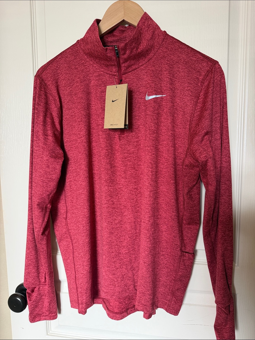 Nike Red Heather Half-Zip Performance Top